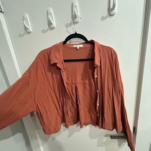 Madewell Rust Orange Button-Front Relaxed Women's Top